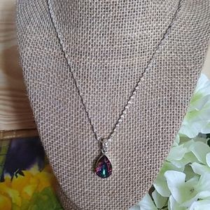 Sterling Silver Mystic Topaz Necklace 18 inch